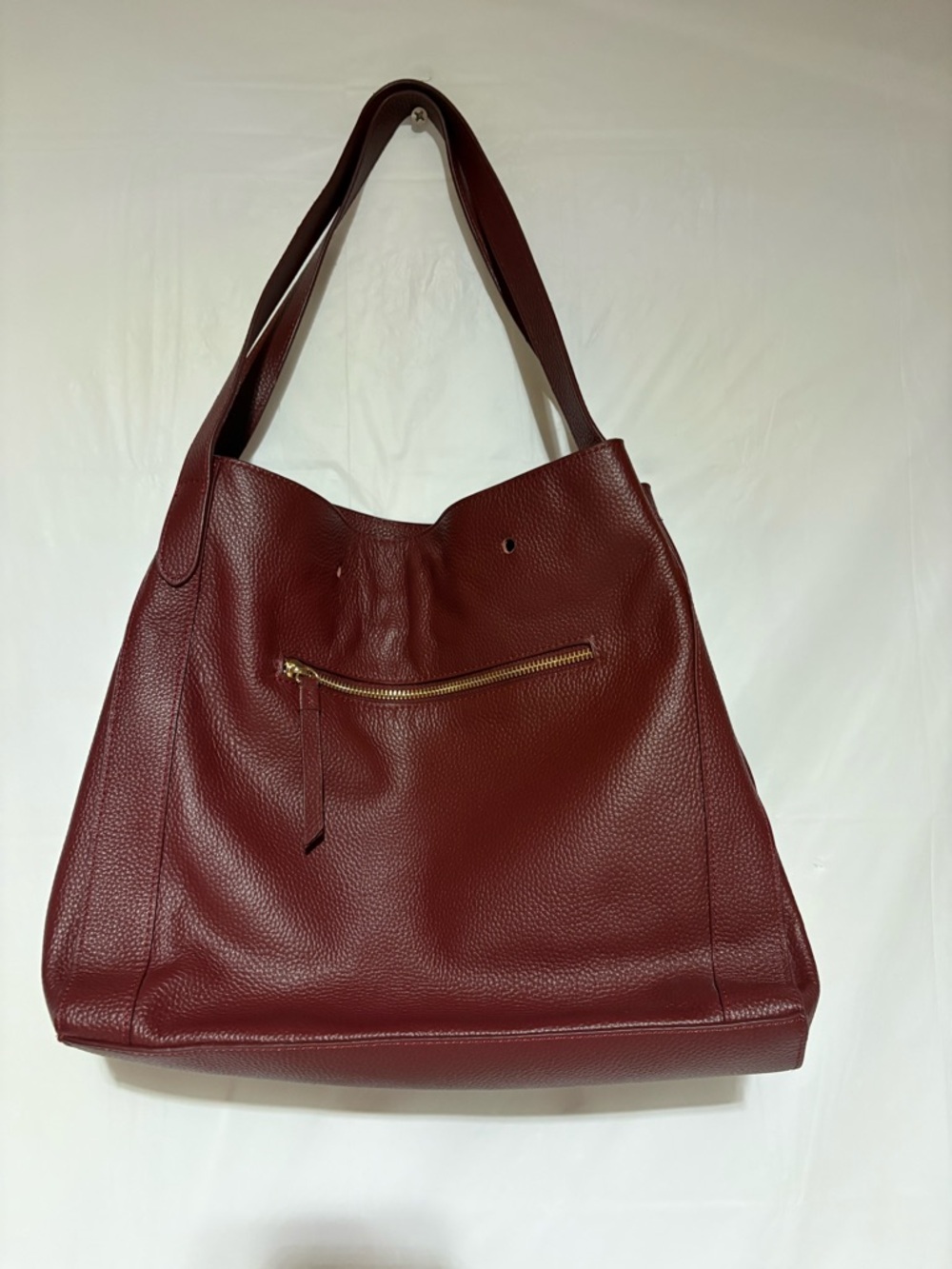 Laggo Classic Pebbled Leather Tote in Burgundy
